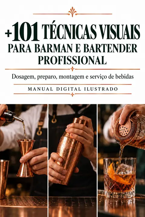 Capa do manual +101 Técnicas Visuais para Barman e Bartender Profissional